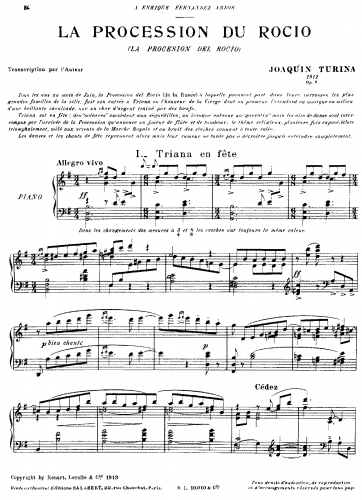 Turina - La procesión del Rocío, Op. 9 - For Piano solo (Turina) - Score