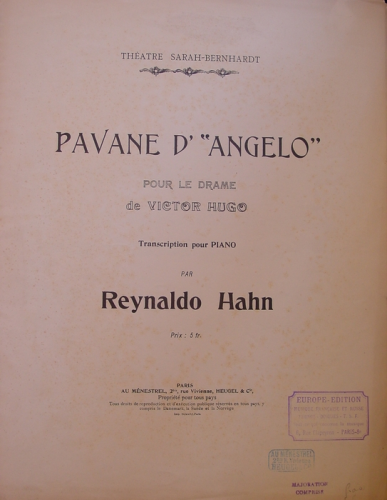 Hahn - Angelo - Pavane For Piano solo (Composer) - Score