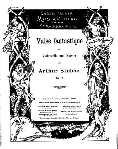 Stubbe - Valse Fantastique,Op. 12 for Cello and Piano - Piano Score and Cello Part