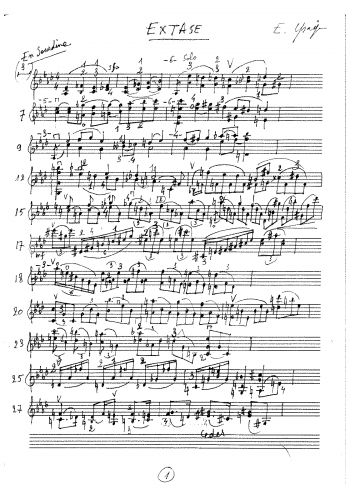 Ysaÿe - Extase, Op. 21 - For 2 Violins (Composer) - Composer's reduction of the orchestra part for a 2nd violin.
