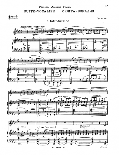 Medtner - Siuita-Vokaliz Op. 41 No. 2 - Score