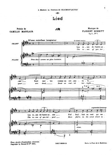 Schmitt - 3 Mélodies, Op. 4 - Score