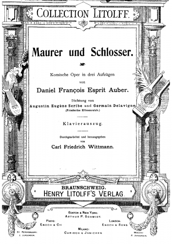 Auber - Le maçon - Vocal Score - Score