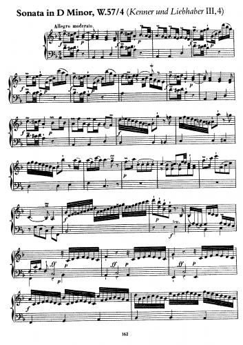 Bach - Sonata in D Minor from 'Clavier-Sonaten nebst einigen Rondos  für Kenner und Liebhaber, III' - Score