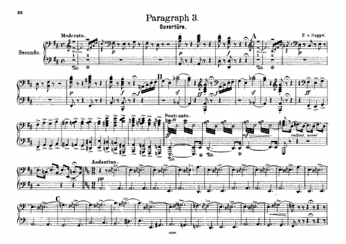 Suppé - Paragraf drei - Overture For Piano 4 hands - Overture - transcription for piano 4-hands