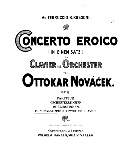 Nová?ek - Concerto Eroico, Op. 8 - For 2 Pianos - 2-Piano Reduction