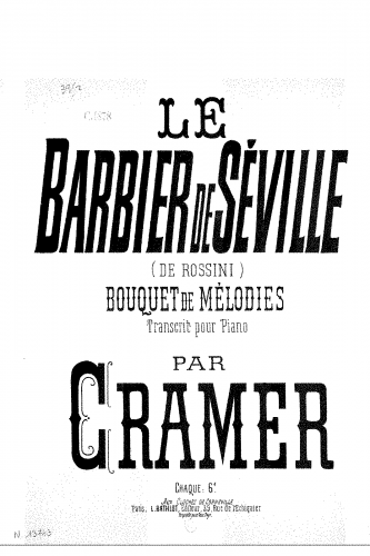 Cramer - Bouquet de mélodies sur 'Le barbier de Séville' de Rossini - Score