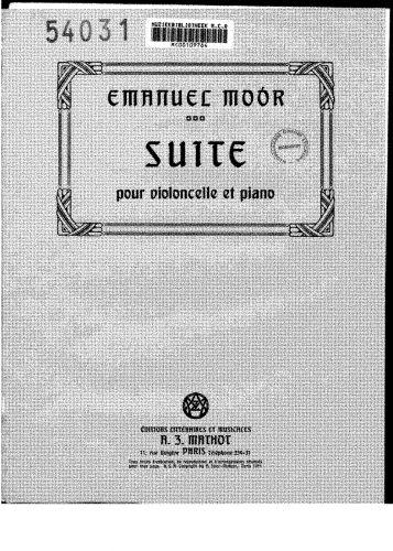 Moór - Suite for Cello and Piano - Score