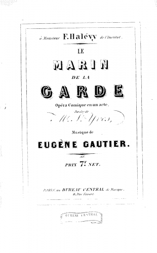 Gautier - Le marin de la garde - Vocal Score - Score