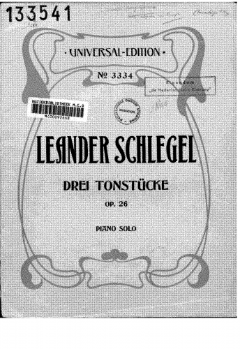 Schlegel - 3 Tonstücke, Op. 26 - Score