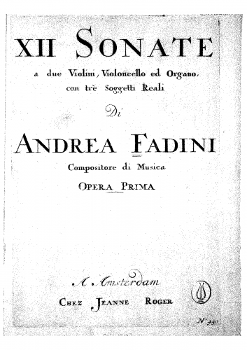 Fadini - 12 Sonatas,Op. 1 - Score
