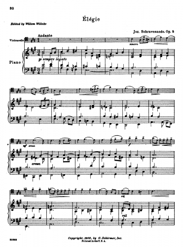 Schravesande - Elegie - Piano Score