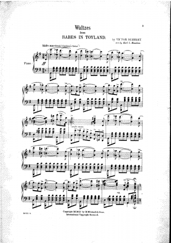 Herbert - Babes in Toyland - Waltzes For Piano solo (Hoschna) - Piano score