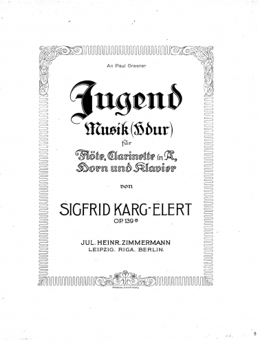 Karg-Elert - Jugend - Scores and Parts