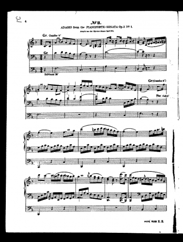 Beethoven - Piano Sonata No. 1 - II. Adagio For Organ Solo (André) - Score