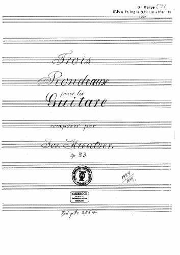 Kreutzer - 3 Rondos for Guitar, Op. 23 - Score