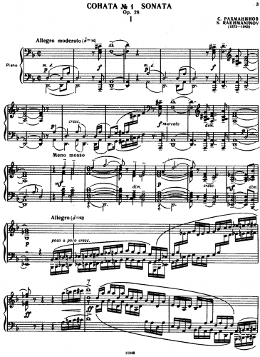 Rachmaninoff - Piano Sonata No. 1 - Score