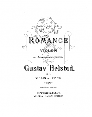 Helsted - Romance for Violin and Orchestra, Op. 11 - Piano Score and Violin Part