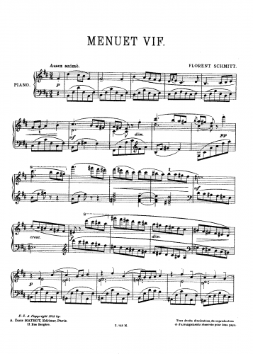 Schmitt - 4 Pieces for Piano - Score