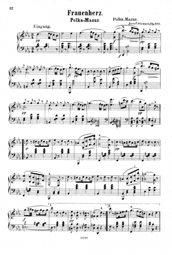 Strauss - Polka Mazurka for Orchestra - For Piano Solo - Score