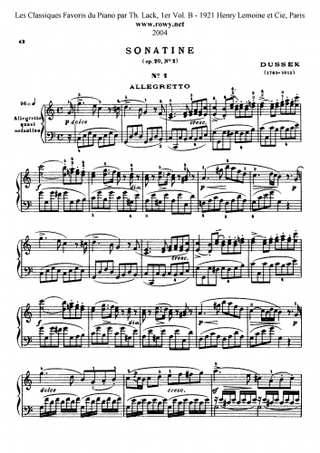 Dussek - 6 Piano Sonatinas, Op. 20 - No. 2