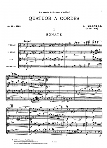 Magnard - String Quartet - Score
