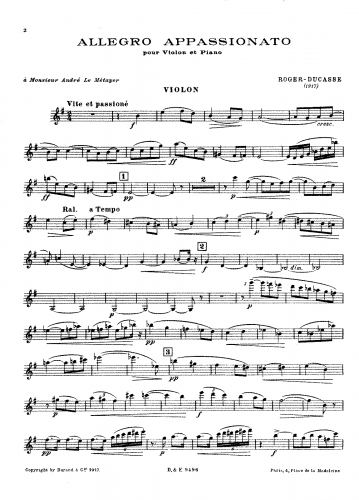 Roger-Ducasse - Allegro appassionato - Score