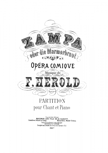 Hérold - Zampa, ou La fiancée de marbre - Vocal Score - Score