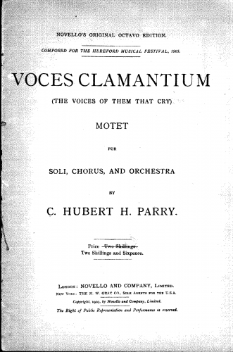 Parry - The Voices of Them that Cry - Vocal Score - Score