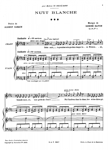 Rhené-Baton - 2 Mélodies, Op. 18 - Score