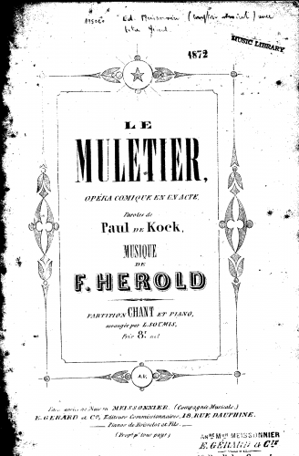 Hérold - Le muletier - Vocal Score - Score