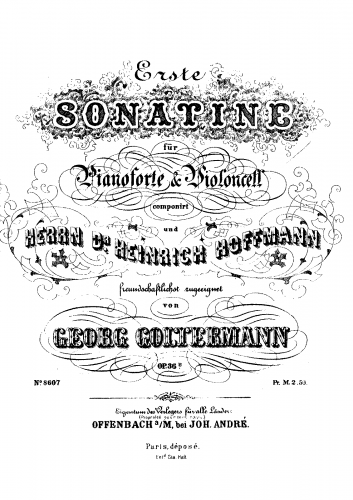 Goltermann - Sonatina Op. 36 - For Violin or Cello and Piano (Composer) - Piano Score (with violin part) and Cello Part