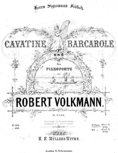 Volkmann - Cavatine and Barcarole, Op. 19 - Score