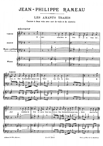 Rameau - Les amants trahis - Score