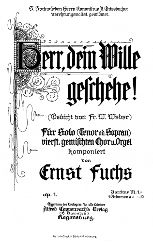 Fuchs-Schönbach - Herr, dein Wille geschehe, Op. 1 - Score
