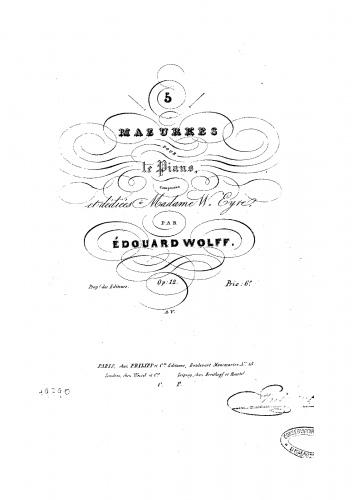Wolff - 5 Mazurkas, Op. 12 - Score