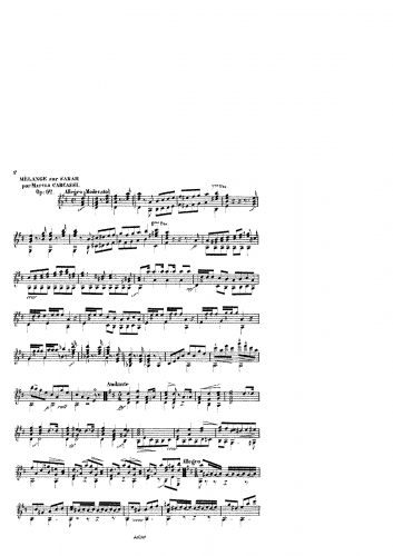 Carcassi - Melange sur 'Sarah' de Grisar, Op. 62 - Score