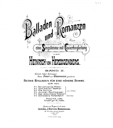 Herzogenberg - 6 Balladen - Score