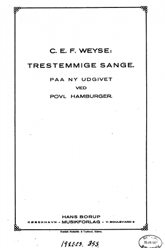 Weyse - Trestemmige Sange - Score