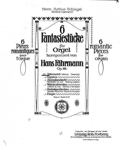 Fährmann - 6 Fantasiestücke - Score