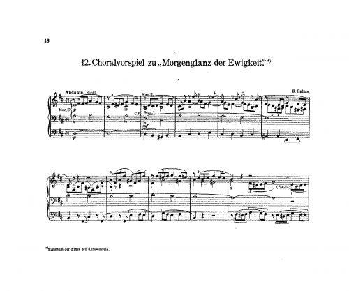 Palme - Choralvorspiel zu 'Morgenglanz der Ewigkeit' - Score