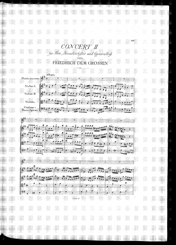 Frederick II - Flute Concerto No. 2 in G major - Score