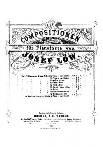 Löw - Liebchens Gruss, Op. 370 - Score
