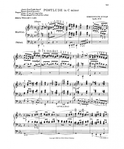 Duncan - Postlude, Op. 20 No. 6 - Score