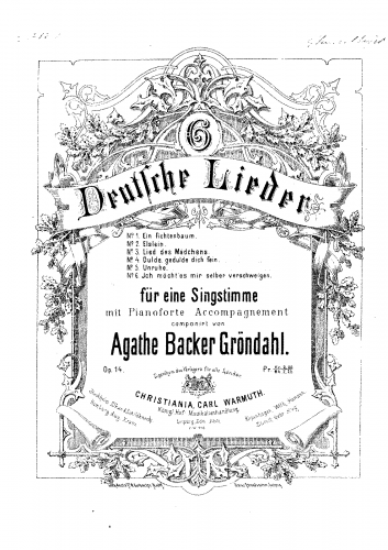 Backer-Grøndahl - 6 Deutsche Lieder - Score