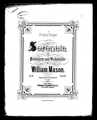 Mason - Serenata for Cello and Piano
