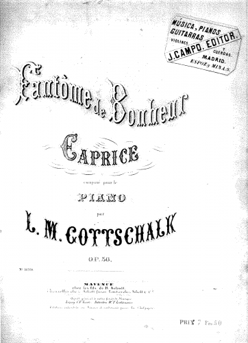 Gottschalk - Fantôme de Bonheur - Caprice, Op. 36 - Score