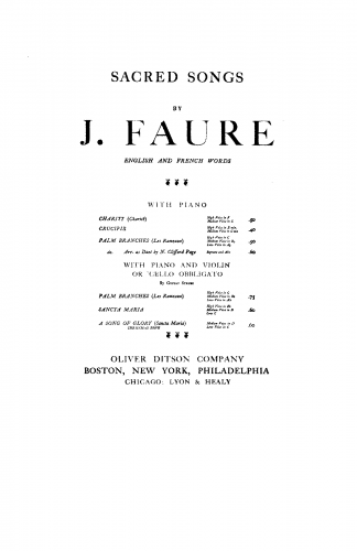 Faure - Les rameaux - For Soprano, Alto and Piano - Score