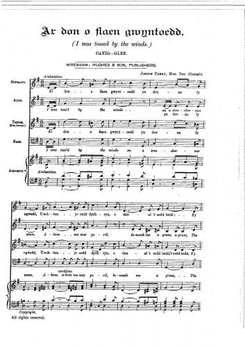 Parry - Ar Don o flaen Gwyntoedd - Vocal score