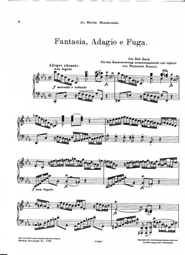 Busoni - Fantasia, Adagio e Fuga - Score